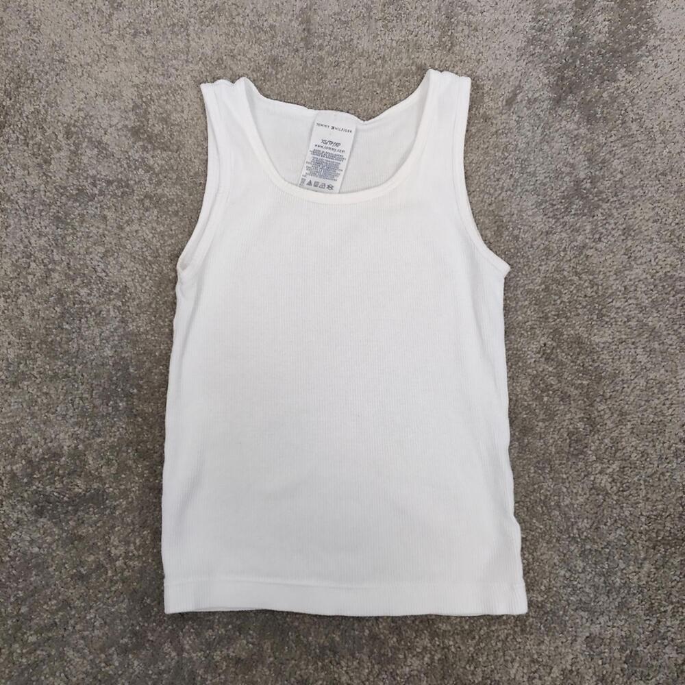 Tommy Hilfiger Girl's White Ribbed Tank Top Size Youth XS 100% Cotton